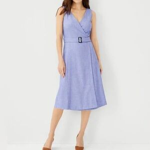 Ann Taylor Lavender Sleeveless Belted A-Line Dress